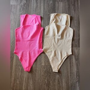 OQQ Strappy Square Neck Sleeveless Tummy Control Tank Tops Bodysuits XL